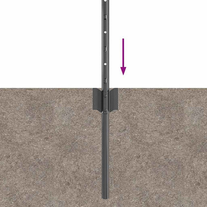 Fence Posts Height Adjustable Manual 44 pcs Grey 80 cm Steel