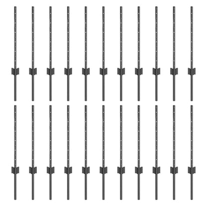 Fence Posts Height Adjustable Manual 22 pcs Grey 100 cm Steel