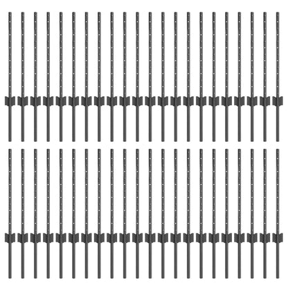 Fence Posts Height Adjustable Manual 44 pcs Grey 100 cm Steel