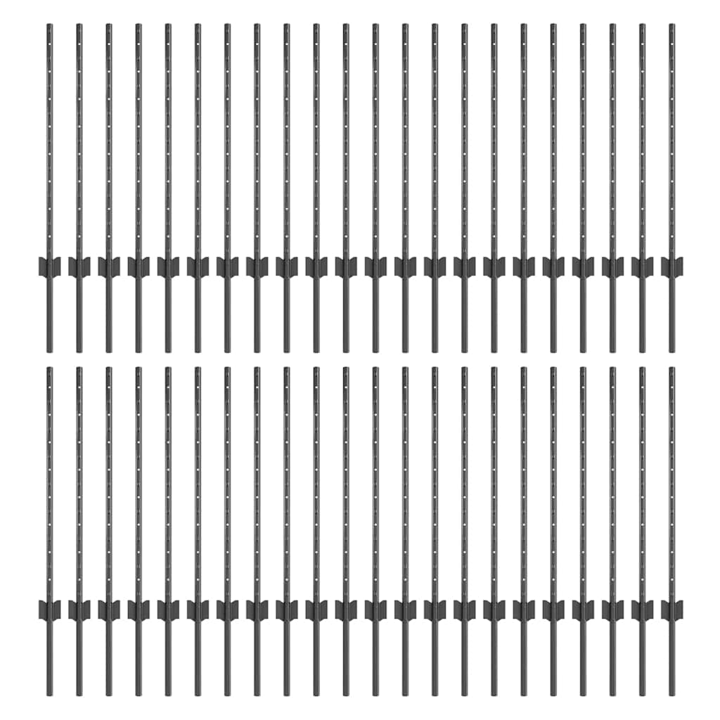 Fence Posts Height Adjustable Manual 44 pcs Grey 120 cm Steel