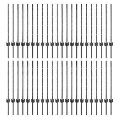 Fence Posts Height Adjustable Manual 44 pcs Grey 120 cm Steel