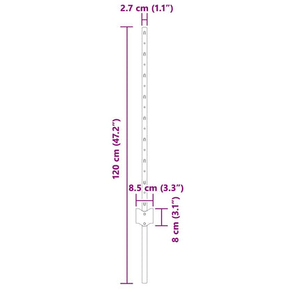 Fence Posts Height Adjustable Manual 44 pcs Grey 120 cm Steel