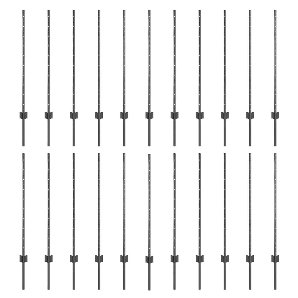 Fence Posts Height Adjustable Manual 44 pcs Grey 140 cm Steel