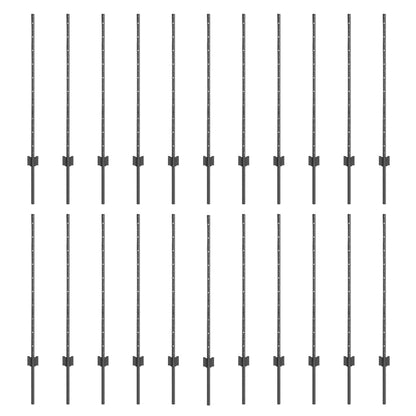 Fence Posts Height Adjustable Manual 44 pcs Grey 140 cm Steel
