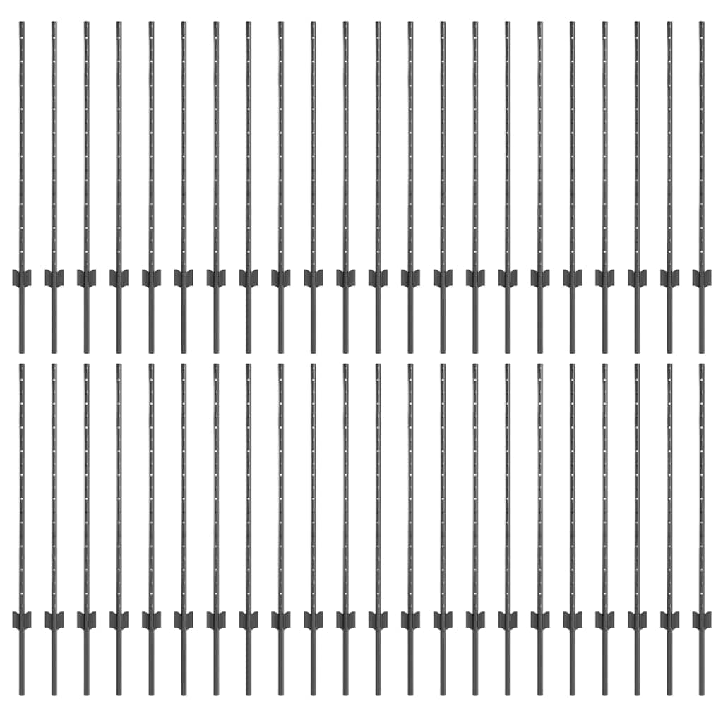 Fence Posts Height Adjustable Manual 88 pcs Grey 140 cm Steel