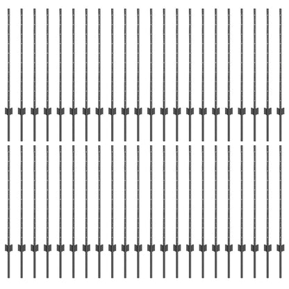 Fence Posts Height Adjustable Manual 88 pcs Grey 140 cm Steel