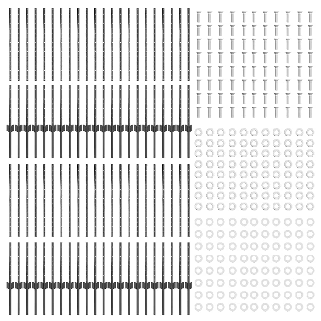 Fence Posts Height Adjustable Manual 88 pcs Grey 140 cm Steel