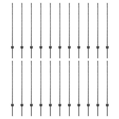 Fence Posts Height Adjustable Manual 44 pcs Grey 160 cm Steel