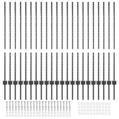 Fence Posts Height Adjustable Manual 44 pcs Grey 160 cm Steel