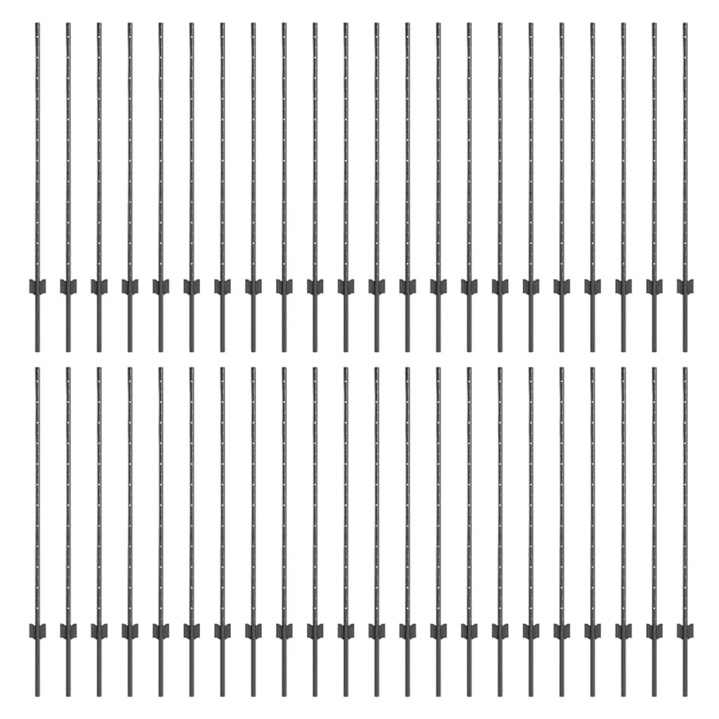 Fence Posts Height Adjustable Manual 88 pcs Grey 160 cm Steel
