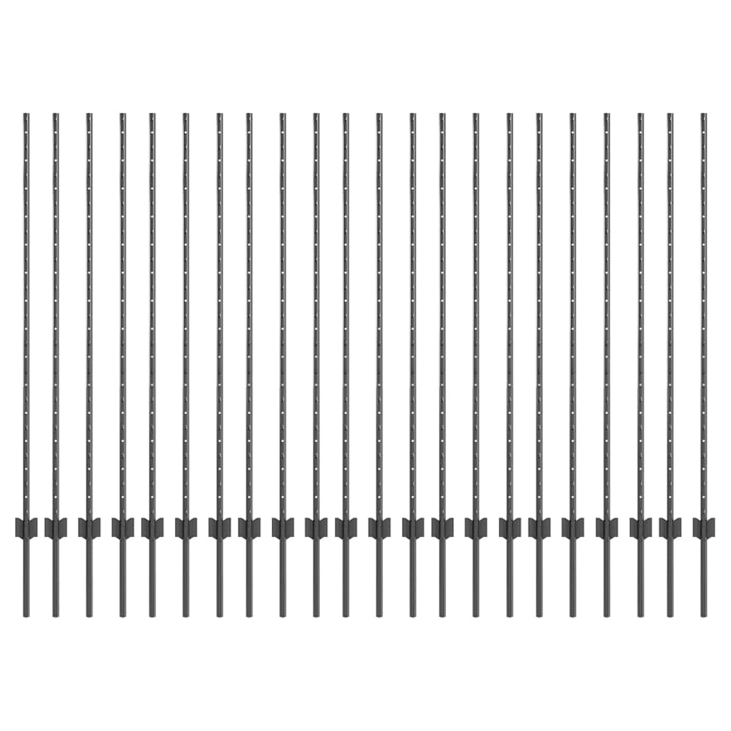 Fence Posts Height Adjustable Manual 44 pcs Grey 180 cm Steel
