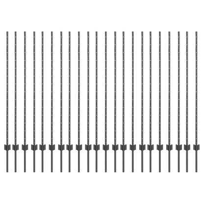 Fence Posts Height Adjustable Manual 44 pcs Grey 180 cm Steel