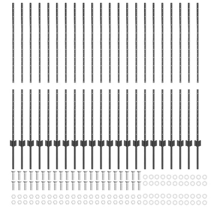 Fence Posts Height Adjustable Manual 44 pcs Grey 180 cm Steel