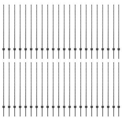 Fence Posts Height Adjustable Manual 88 pcs Grey 180 cm Steel