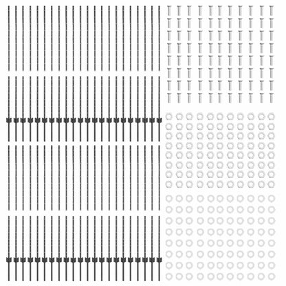 Fence Posts Height Adjustable Manual 88 pcs Grey 180 cm Steel