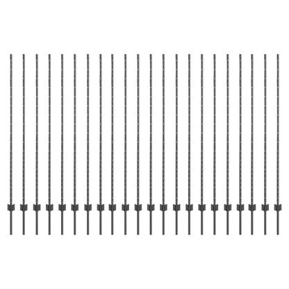 Fence Posts Height Adjustable Manual 44 pcs Grey 200 cm Steel