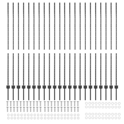 Fence Posts Height Adjustable Manual 44 pcs Grey 200 cm Steel
