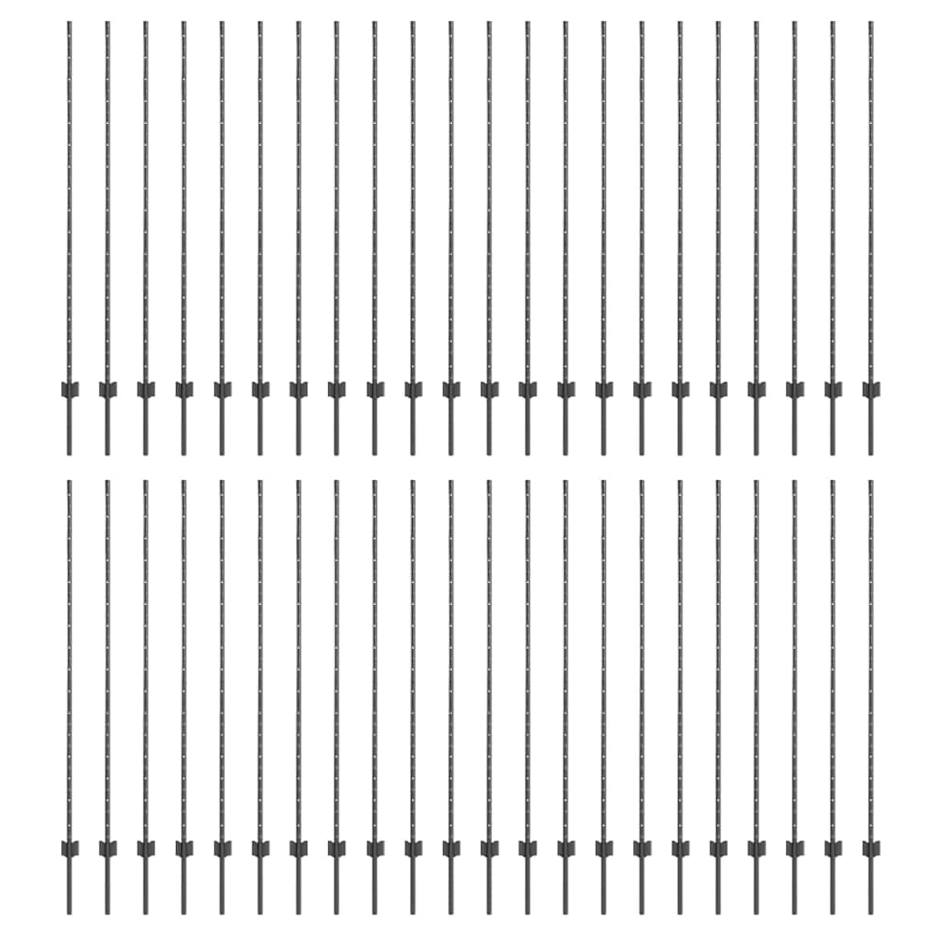 Fence Posts Height Adjustable Manual 88 pcs Grey 200 cm Steel