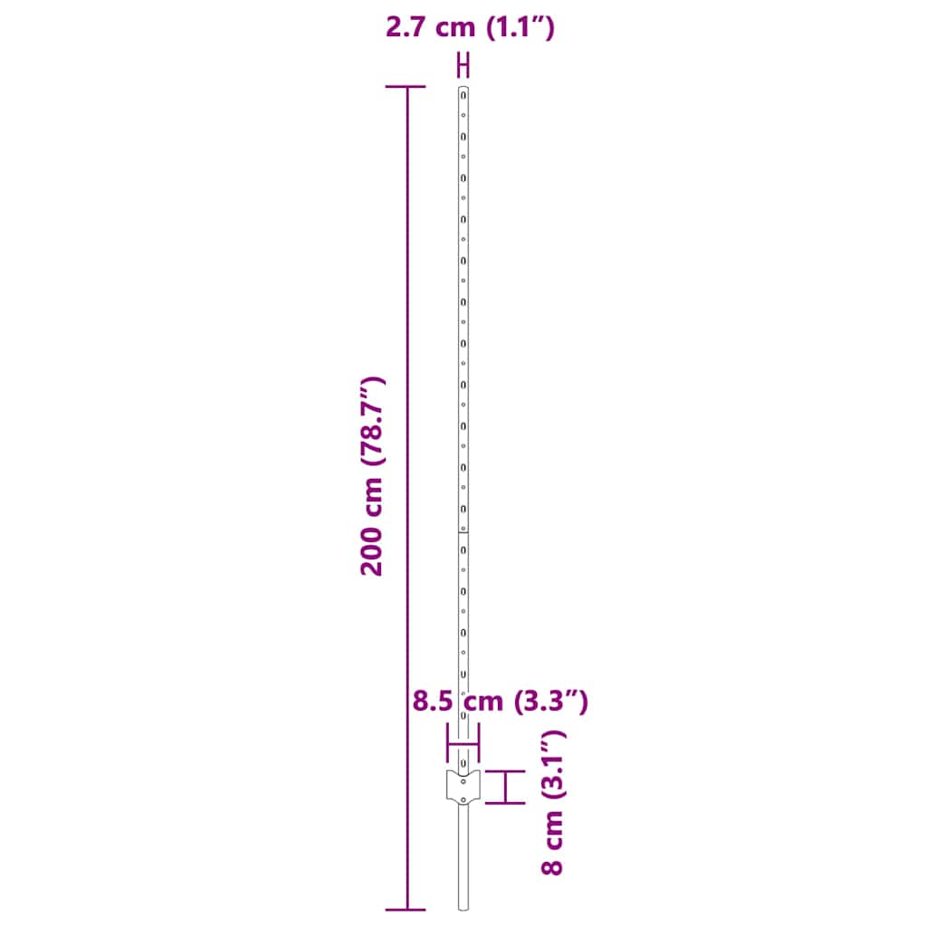 Fence Posts Height Adjustable Manual 88 pcs Grey 200 cm Steel