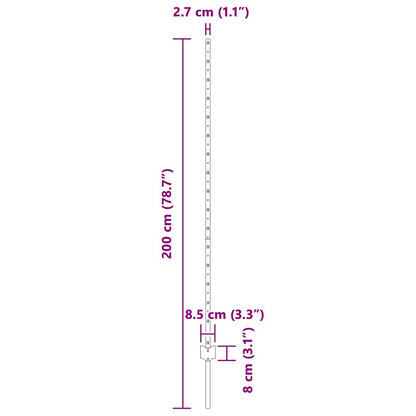 Fence Posts Height Adjustable Manual 88 pcs Grey 200 cm Steel