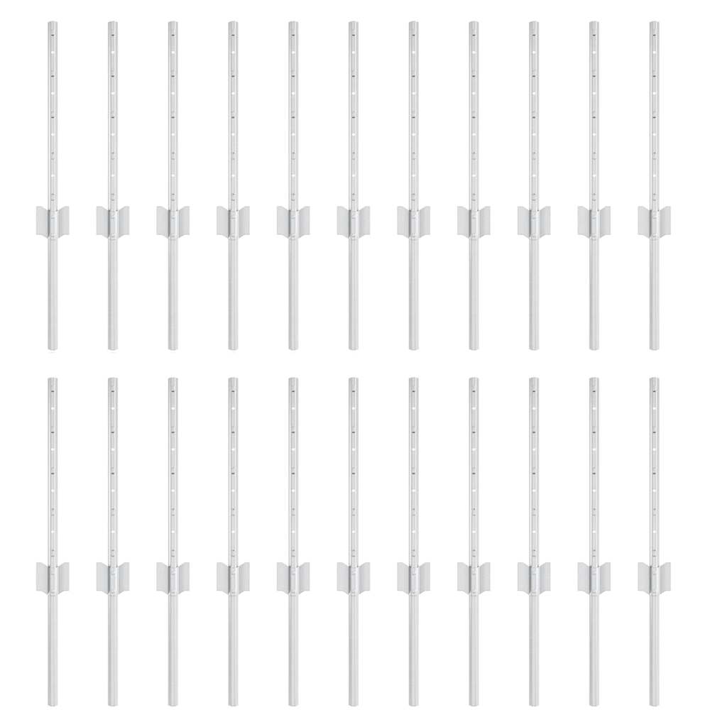 Fence Posts Height Adjustable Manual 22 pcs Silver 80 cm Steel