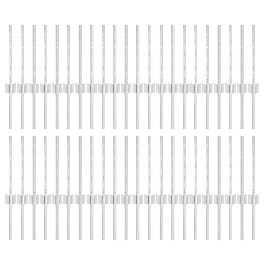 Fence Posts Height Adjustable Manual 44 pcs Silver 80 cm Steel