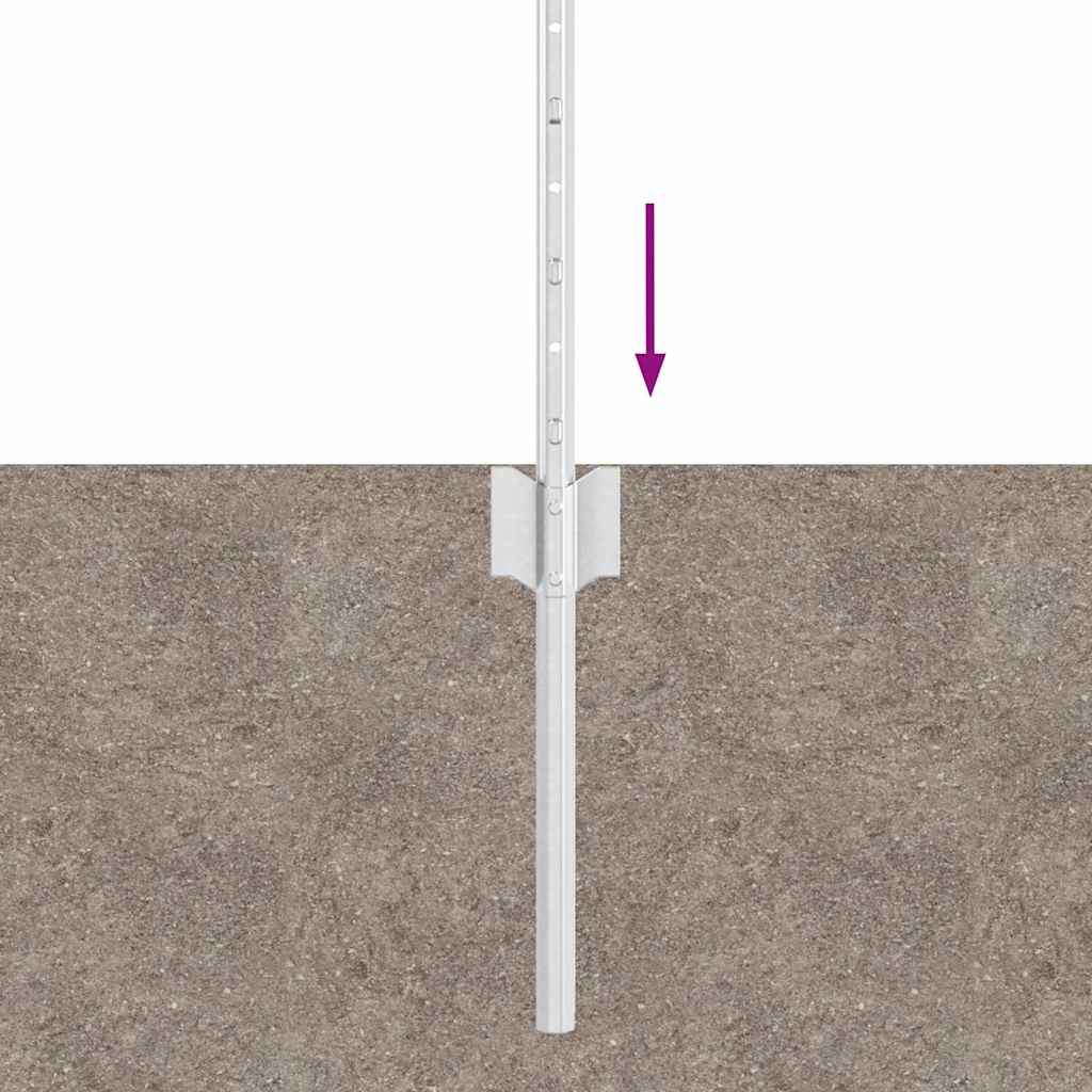 Fence Posts Height Adjustable Manual 44 pcs Silver 80 cm Steel