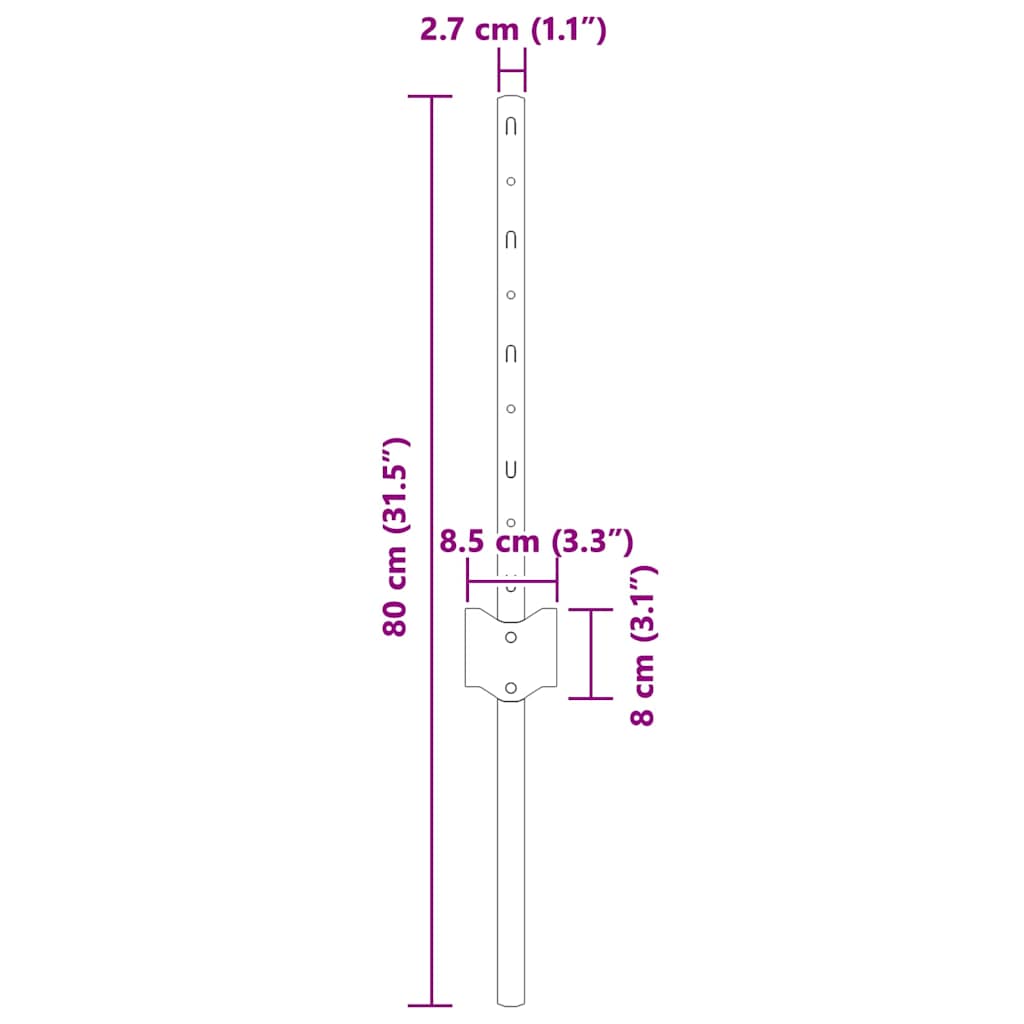 Fence Posts Height Adjustable Manual 44 pcs Silver 80 cm Steel