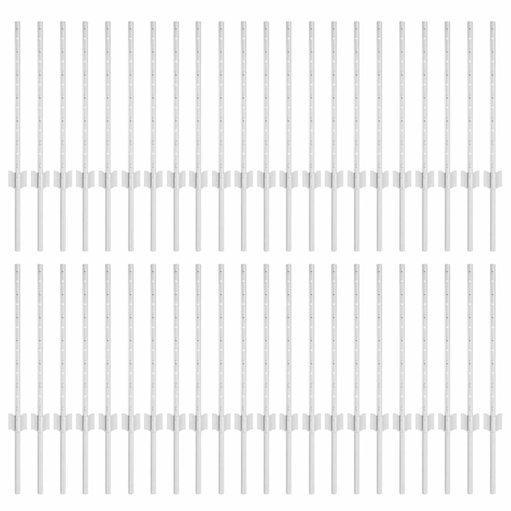 Fence Posts Height Adjustable Manual 44 pcs Silver 100 cm Steel