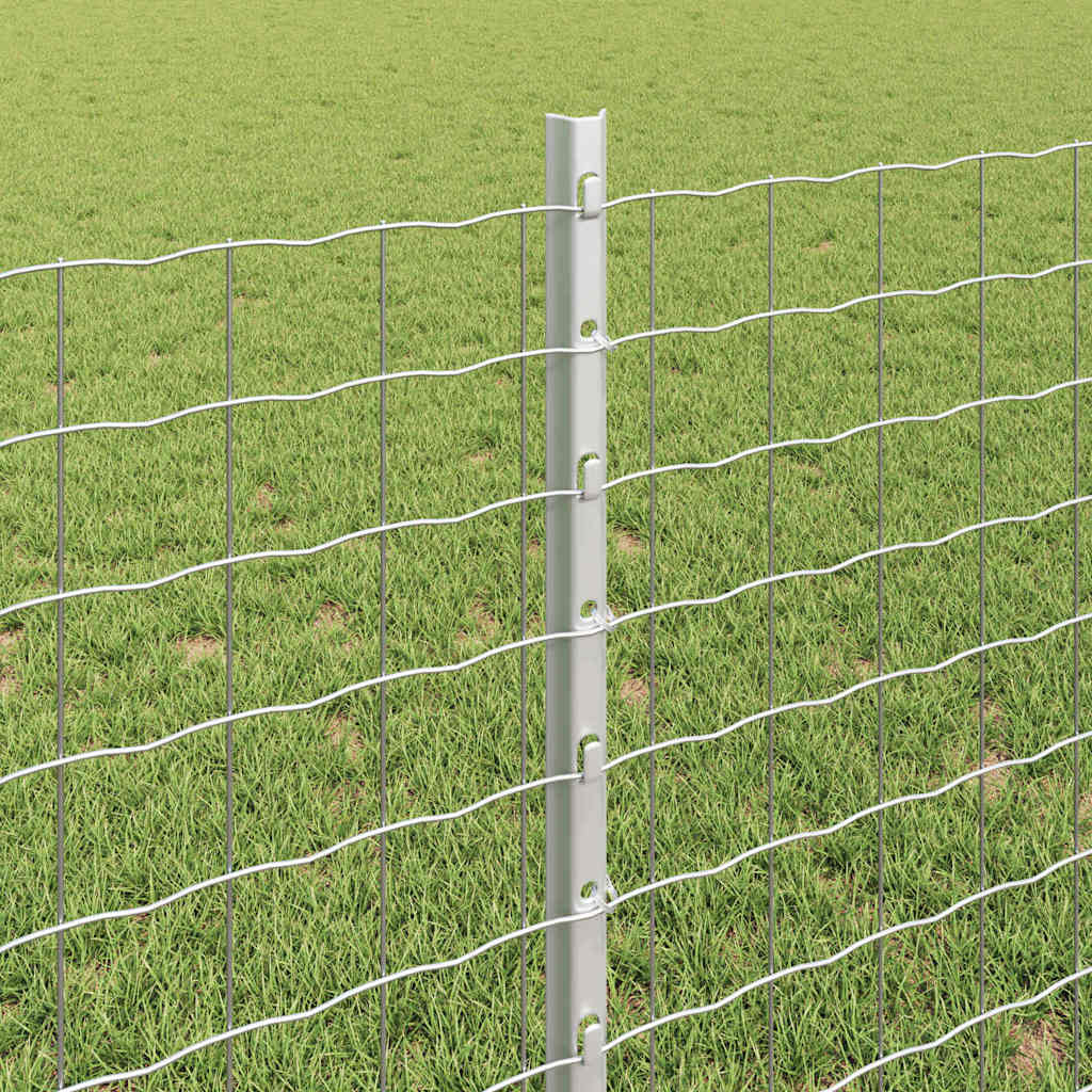 Fence Posts Height Adjustable Manual 22 pcs Silver 120 cm Steel