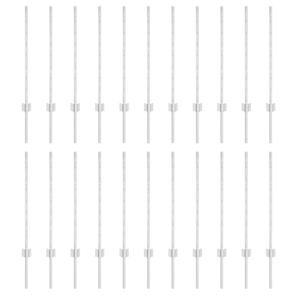 Fence Posts Height Adjustable Manual 22 pcs Silver 120 cm Steel
