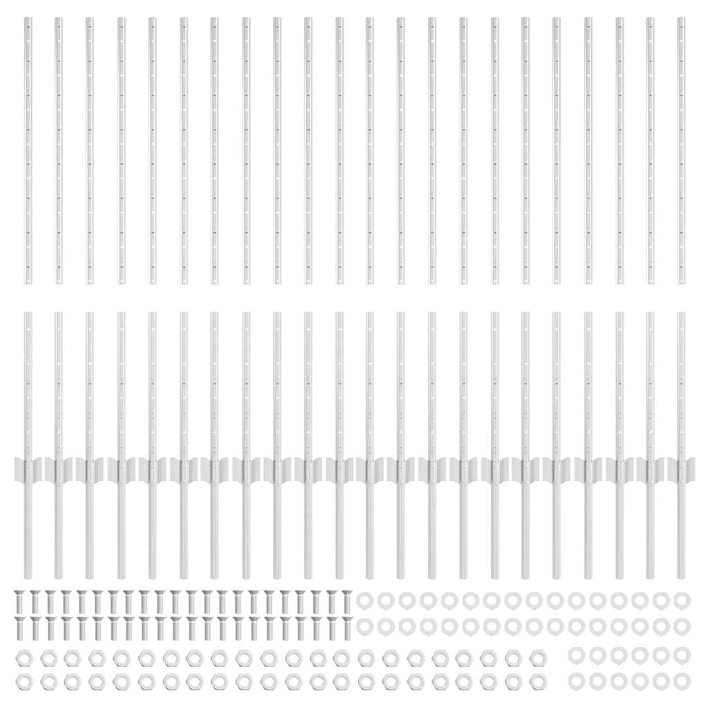 Fence Posts Height Adjustable Manual 44 pcs Silver 140 cm Steel