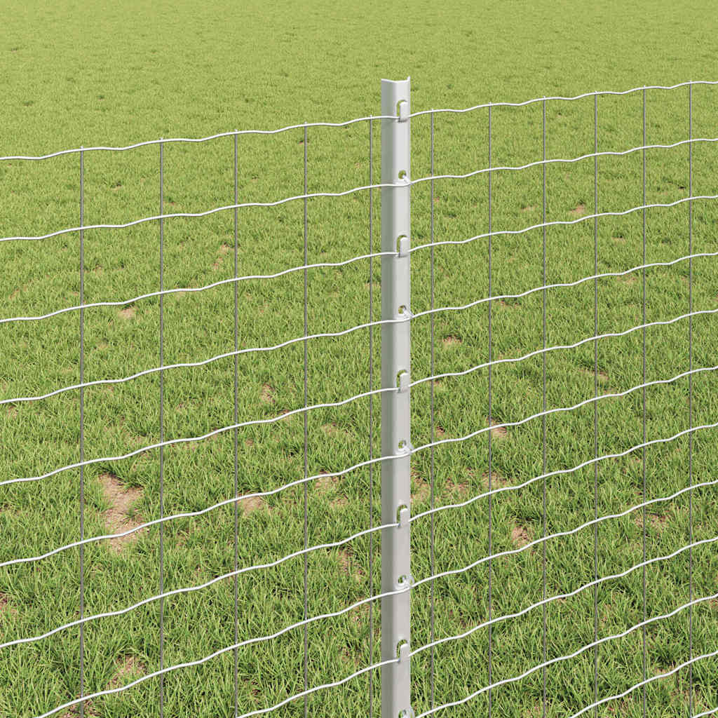 Fence Posts Height Adjustable Manual 88 pcs Silver 140 cm Steel