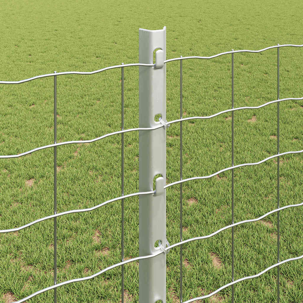 Fence Posts Height Adjustable Manual 88 pcs Silver 160 cm Steel
