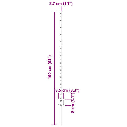 Fence Posts Height Adjustable Manual 88 pcs Silver 160 cm Steel