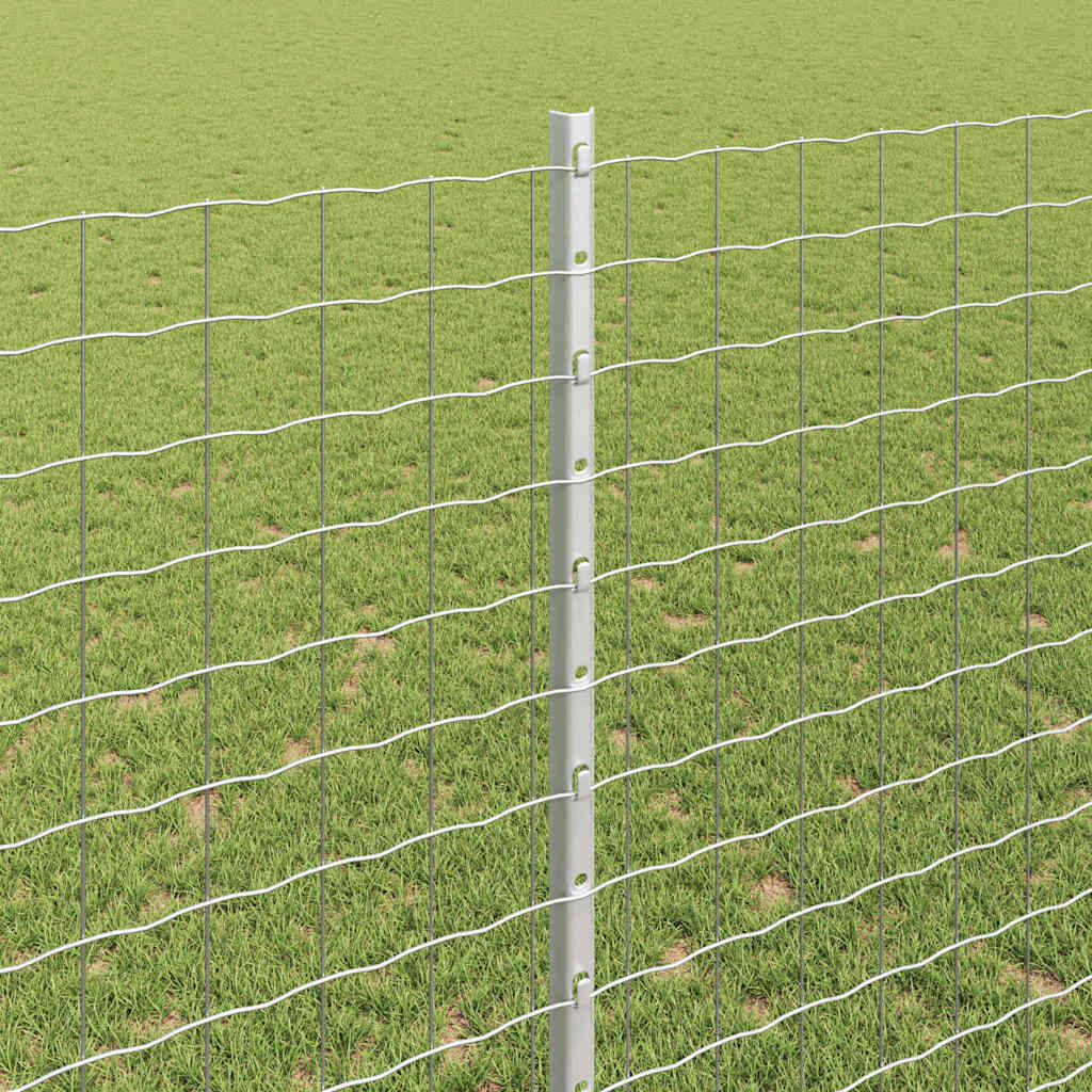 Fence Posts Height Adjustable Manual 44 pcs Silver 180 cm Steel