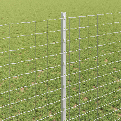 Fence Posts Height Adjustable Manual 44 pcs Silver 180 cm Steel