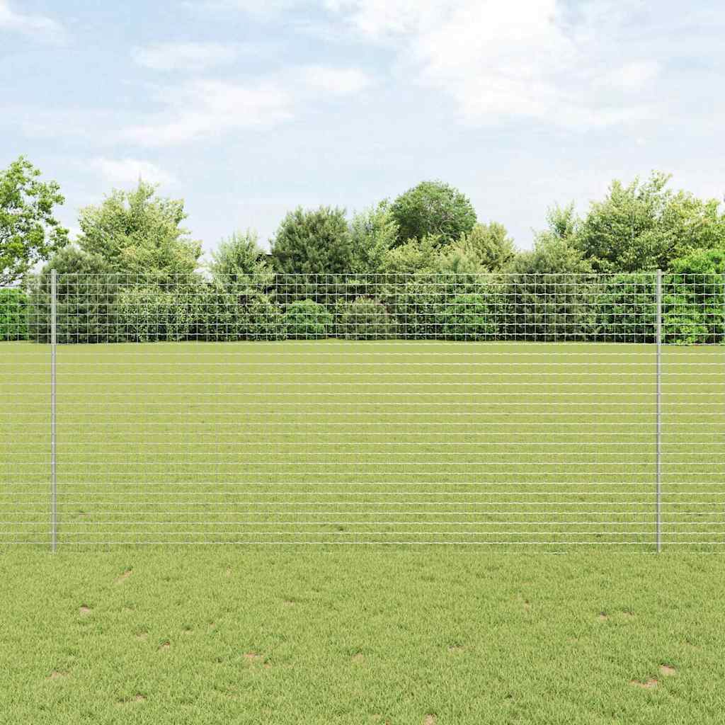 Fence Posts Height Adjustable Manual 44 pcs Silver 180 cm Steel