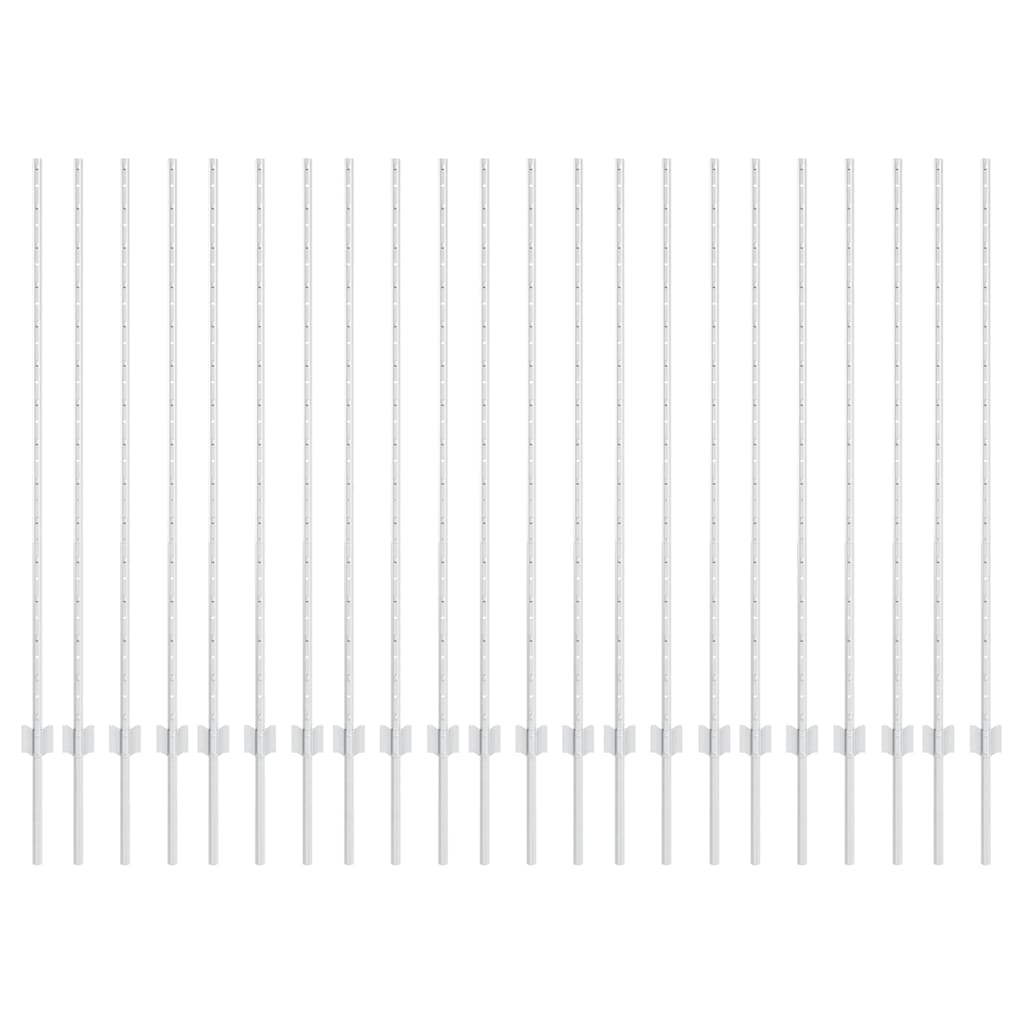 Fence Posts Height Adjustable Manual 44 pcs Silver 180 cm Steel