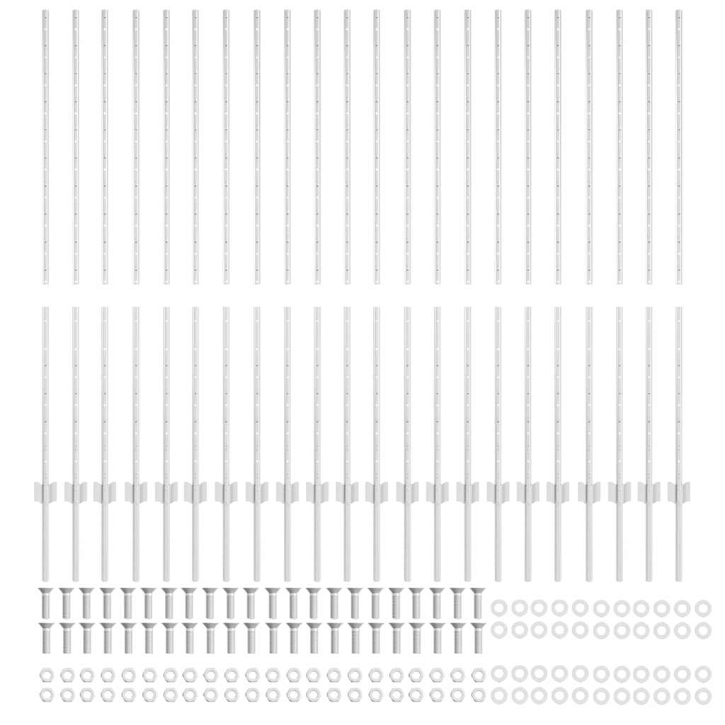 Fence Posts Height Adjustable Manual 44 pcs Silver 180 cm Steel