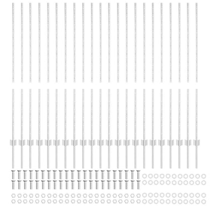 Fence Posts Height Adjustable Manual 44 pcs Silver 180 cm Steel