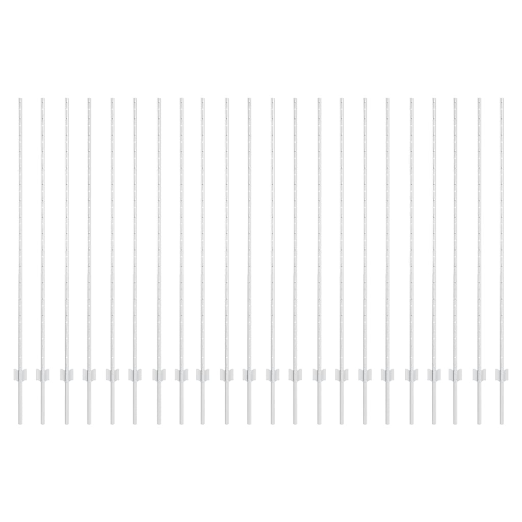 Fence Posts Height Adjustable Manual 44 pcs Silver 200 cm Steel