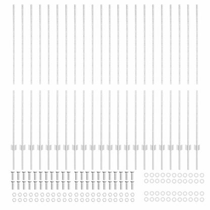 Fence Posts Height Adjustable Manual 44 pcs Silver 200 cm Steel