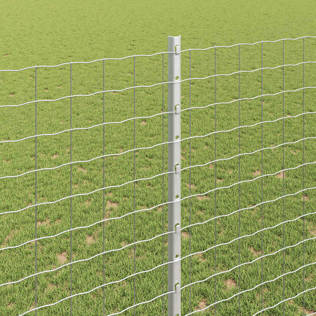 Fence Posts Height Adjustable Manual 44 pcs Silver 200 cm Steel