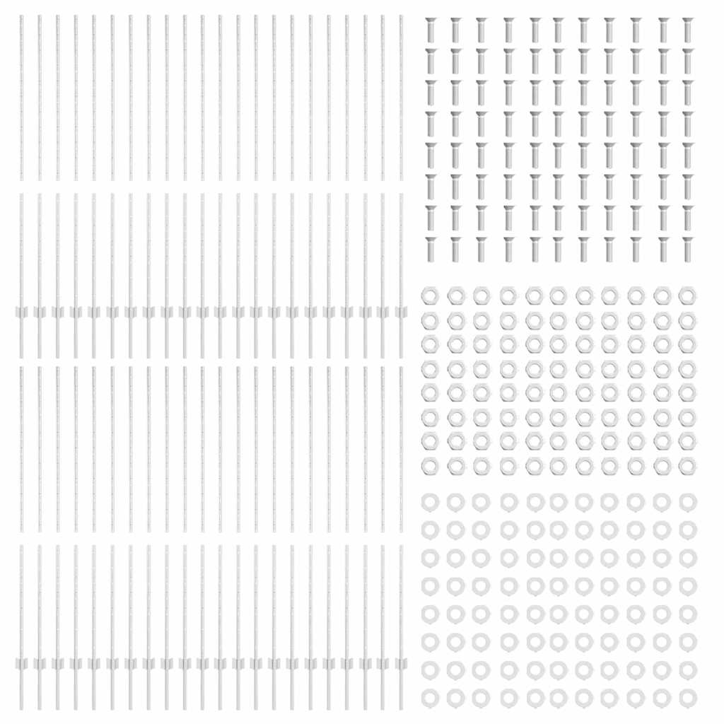 Fence Posts Height Adjustable Manual 88 pcs Silver 200 cm Steel