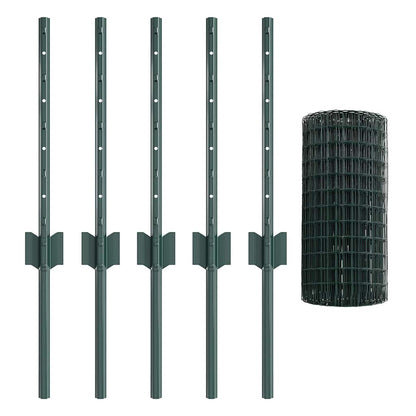 Fence with Posts Green 0.4 x 10 m Steel