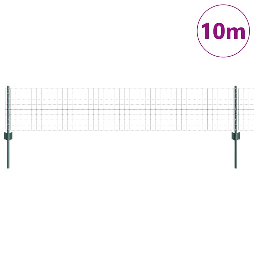 Fence with Posts Green 0.4 x 10 m Steel