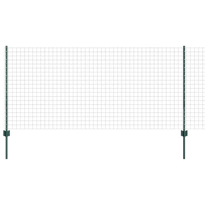 Fence with Posts Green 1 x 10 m Steel