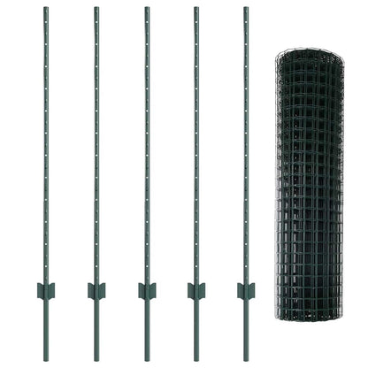 Fence with Posts Green 1.2 x 10 m Steel