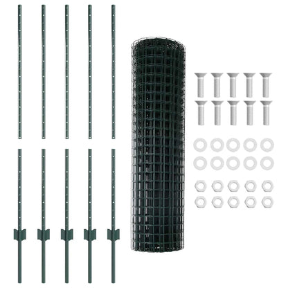 Fence with Posts Green 1.2 x 10 m Steel